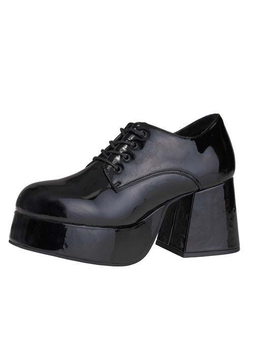 Men's Patent Black Disco Pimp Costume Shoes - US 1634