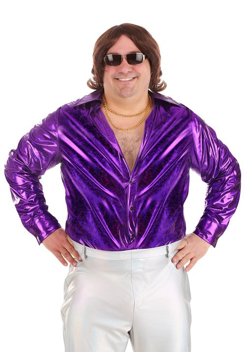 Plus Size Shattered Glass Costume Disco Shirt for Men - US 6536