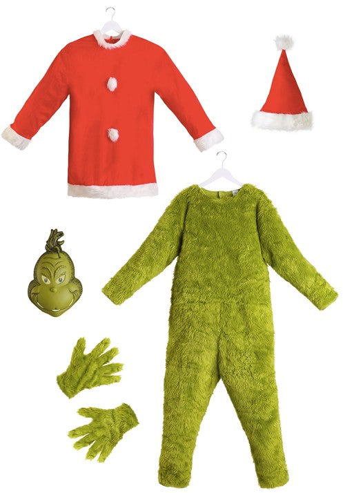 The Grinch Men's Deluxe Santa Jumpsuit with Mask Costume - US 5814