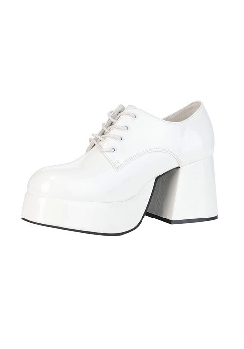 Men's White Disco Pimp Costume Shoes - US 6165