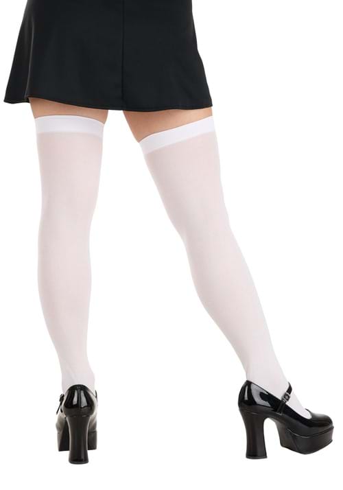 Women's Opaque White Thigh High Stockings - US 6043