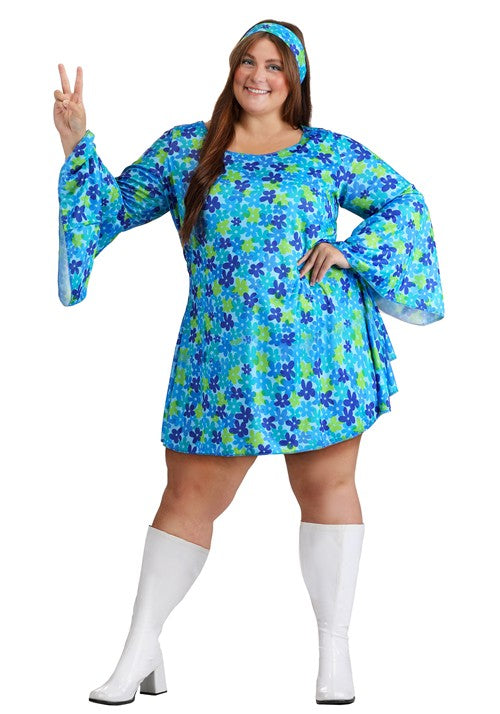 Plus Size Wild Flower 70's Disco Dress Costume for Women - US 2886