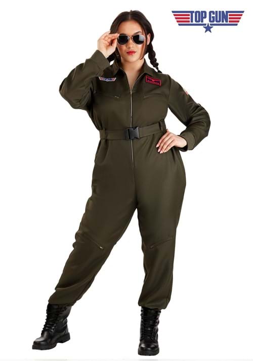 Women's Plus Size Flight Suit Top Gun Costume - US 0620