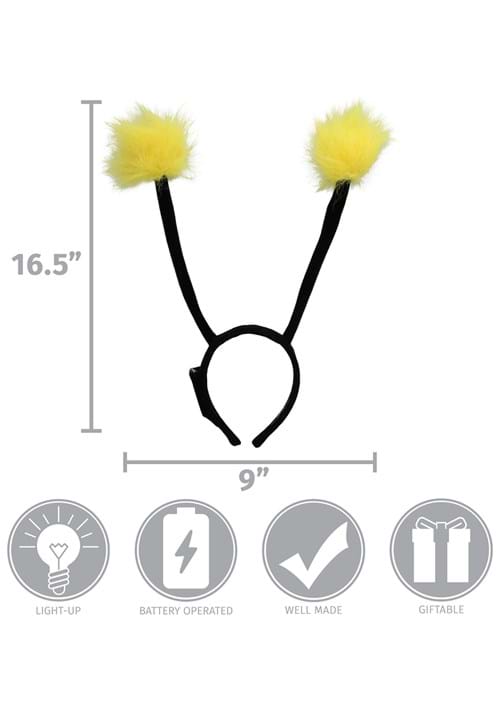 Light Up Pom Antennae LumenEars Costume Headband - US 6312