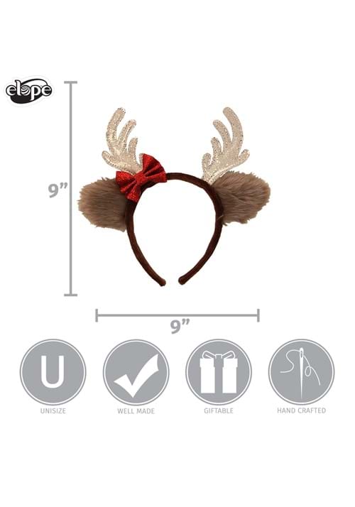 Reindeer Glitter Bow Silver Costume Headband - US 5634