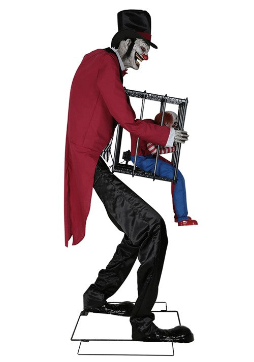 7FT Rotten Ringmaster with Clown Cage Animatronic Decoration - US 8308
