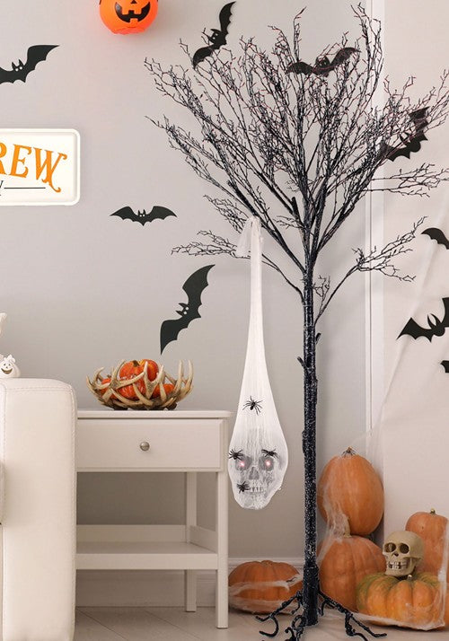27-Inch Sound Activated Animated Hanging Skull with LED Lights Decoration - US 7295