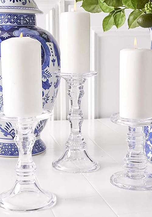 Pack of 3 Short Glass Candleholders Decoration - US 9862