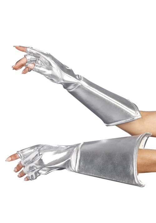 Silver Gauntlet Fingerless Gloves Accessories - US 3873