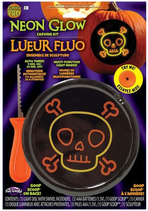 Neon Light Skull Pumpkin Carving Kit - US 3650