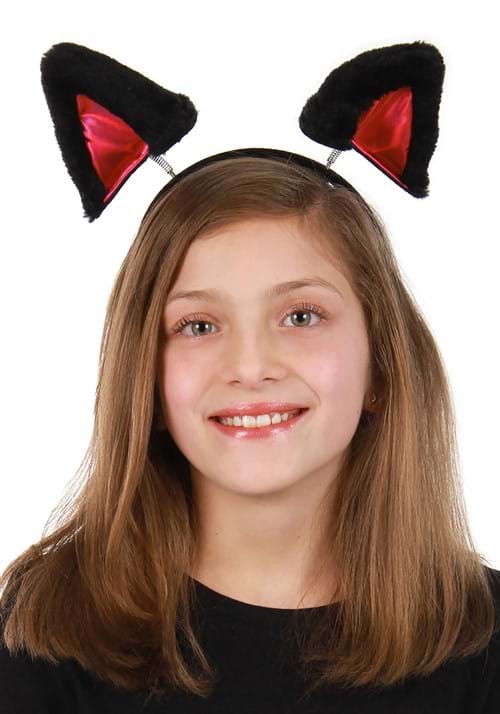 Springy Cat Ears Plush Black Costume Headband - US 9839