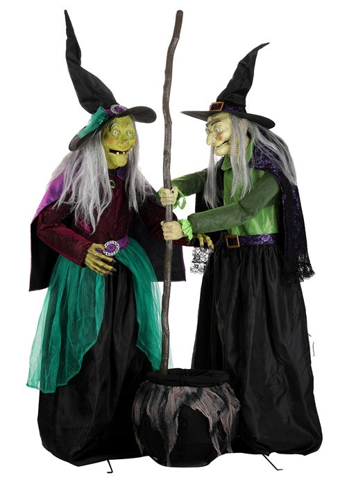 6.5FT Seasonal Visions International Stirring Up Trouble Witch Animatronic Decoration - US 0763