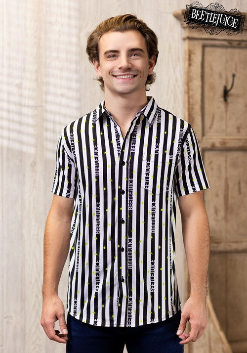Striped Logo Beetlejuice Adult Shirt - US 7437