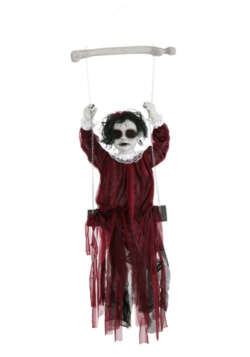 30-Inch Hanging Haunted Swing Girl with 20 Lights & Sounds Decoration - US 4744