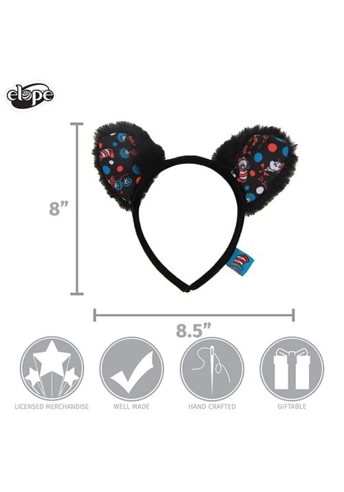 The Cat in the Hat Pattern Ears Costume Headband - US 8624
