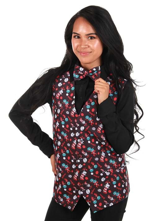 Adult The Cat in the Hat Pattern Vest & Bow Tie Kit - US 0693