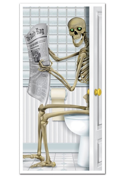 5FT Skeleton Bathroom Door Cover Halloween Decoration - US 6650