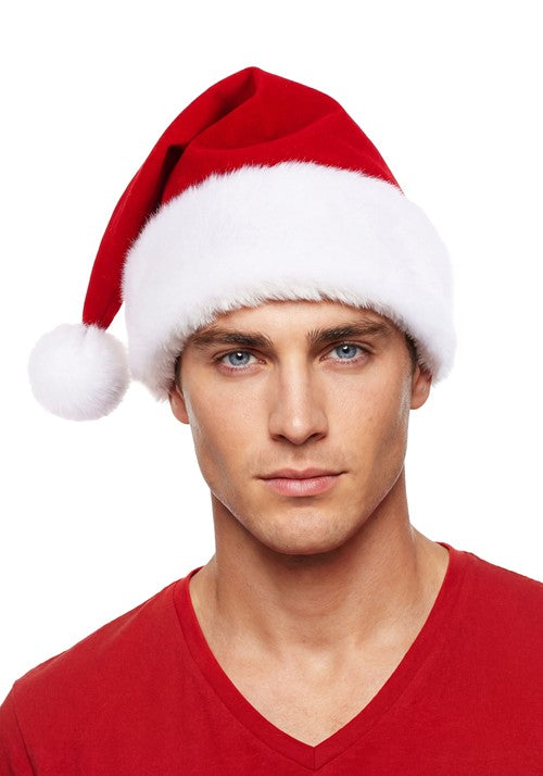 Adult Red Velvet Santa Costume Hat - US 5238