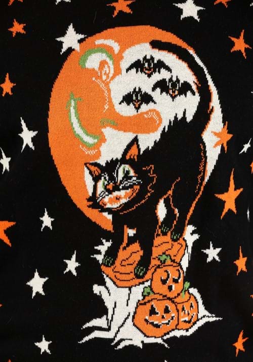 Adult Vintage Halloween Cat Halloween Sweater - US 6712