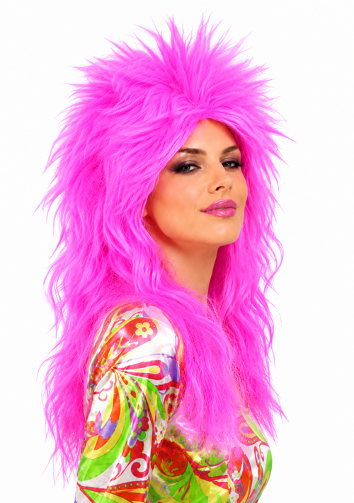 Women's 80s Rocker Pink Punk Wig - US 2280