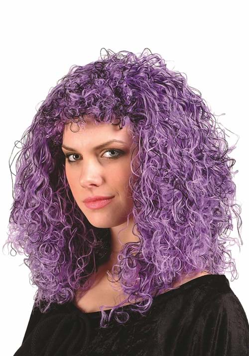 Women's Curly Black / Purple Costume Wig - US 5587