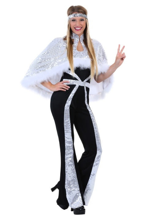 Dazzling Silver Disco Women's Costume - US 8640