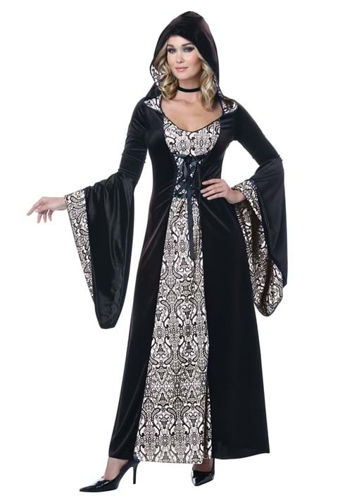 Deluxe Velvet Damask Hooded Robe Costume for Women - US 2190