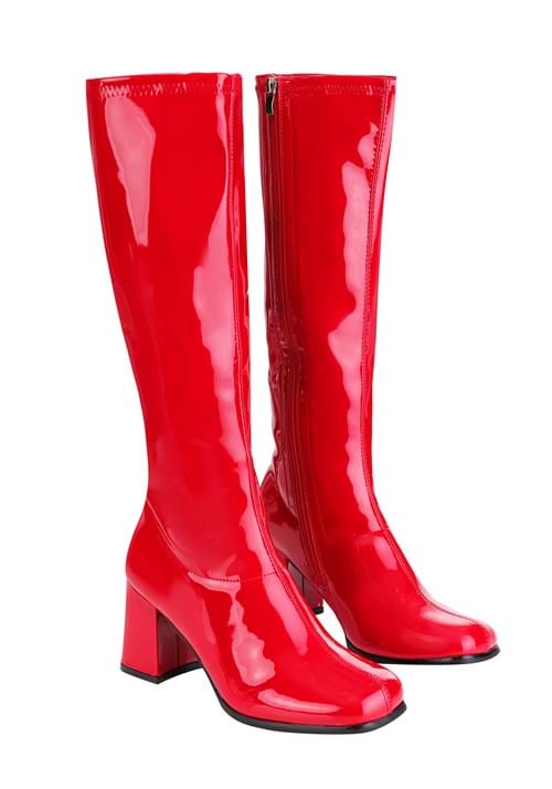 Women's Patent Red Gogo Costume Boots - US 2996