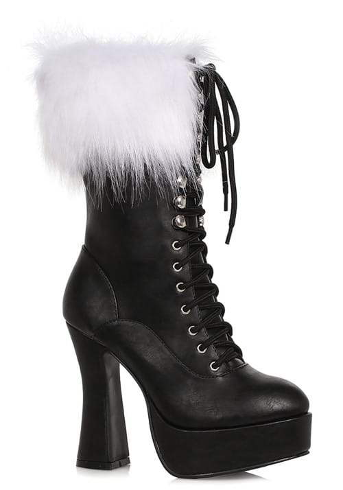 Women's Black Platform Lace Up Santa Boots - US 8695
