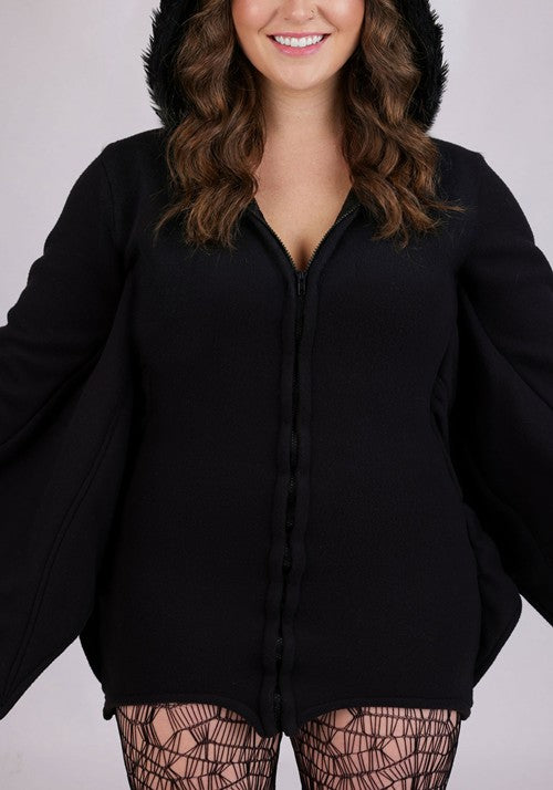 Plus Size Cozy Fleece Bat Zip Up Costume Dress for Women - US 1607