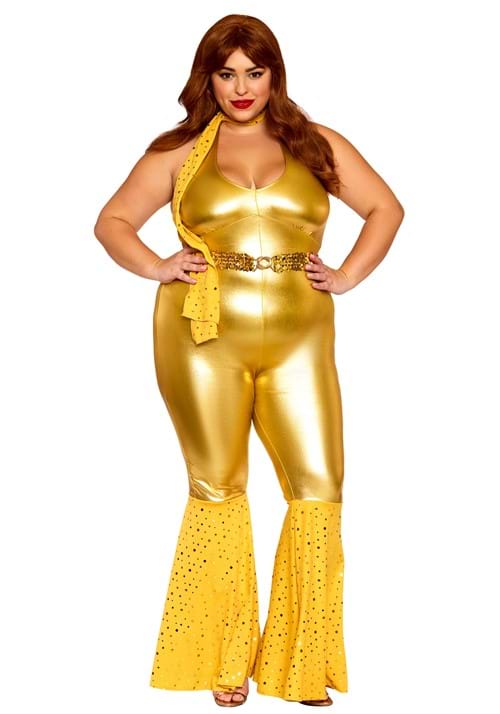 Plus Size Gold Disco Fox Adult Costume for Women - US 2721