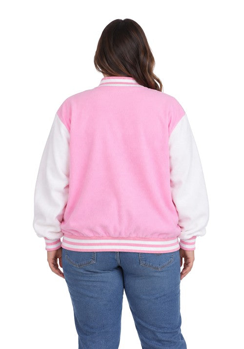 Plus Size Pink Letterman Jacket Costume for Women - US 3356