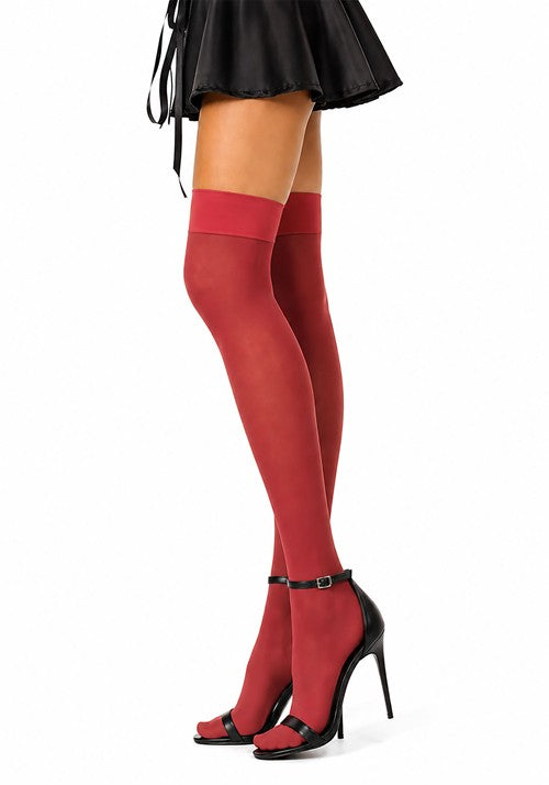 Women's Red Opaque Knee High Stockings - US 1969