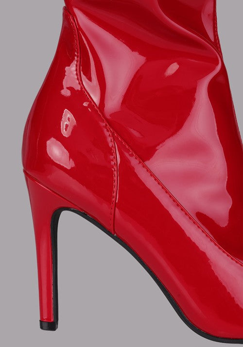 Women's Red Patent Thigh High Boots - US 2828