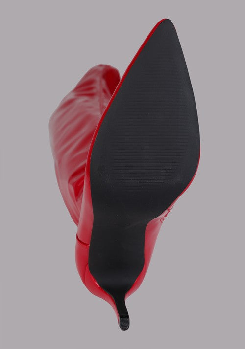 Women's Red Patent Thigh High Boots - US 2828