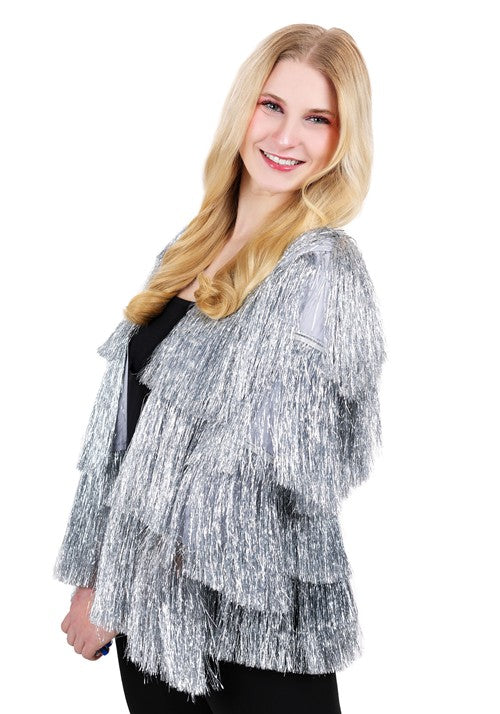 Women's Silver Fringe 1970s Costume Jacket - US 4643