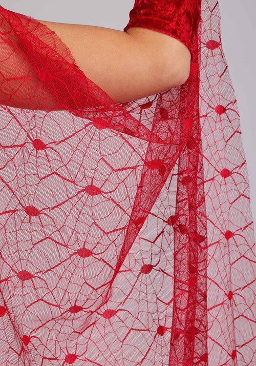 54-Inch Women's Red Spider Web Costume Cape - US 8559