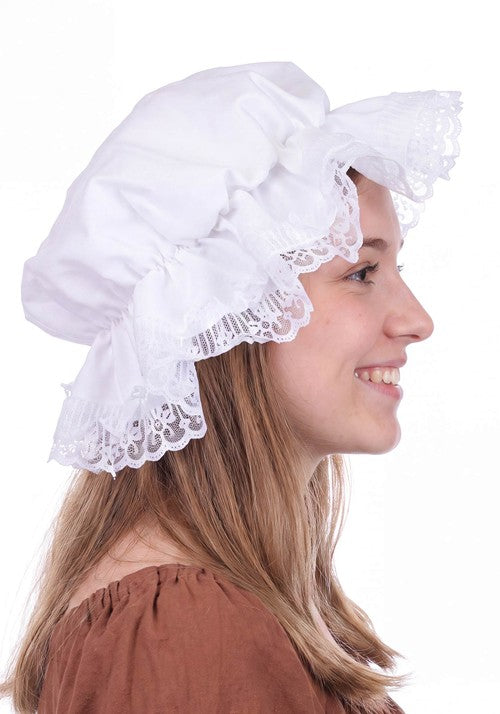 Women's White Costume Mobcap Accessory - US 1880