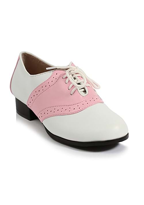 Women's White Pink Saddle Shoes - US 1302