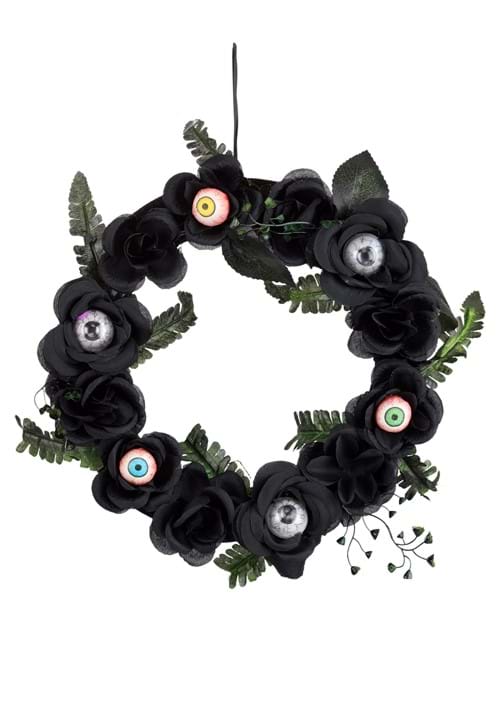 11-Inch Light Up Eyeballs Flower Halloween Wreath Decoration - US 8459
