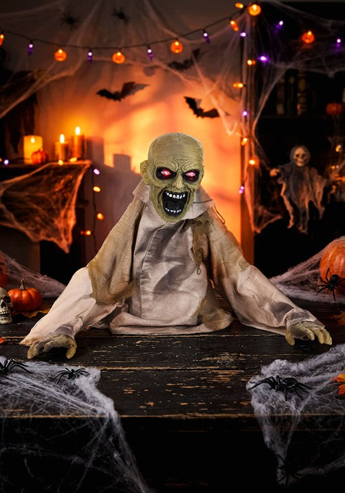 1.8FT Lunging Tabletop Zombie Animatronic Decoration - Scream Saver - US 8813
