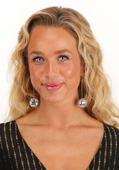 1-Inch Disco Ball Costume Earrings - US 8748