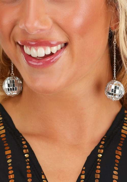 1-Inch Disco Ball Costume Earrings - US 8748