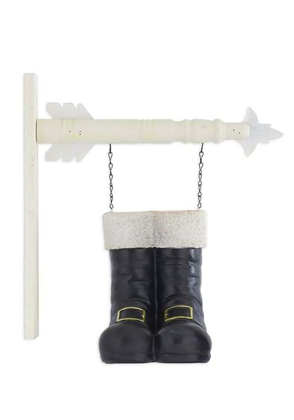 10-Inch Resin Santa Boots Container Arrow Figure - US 3487