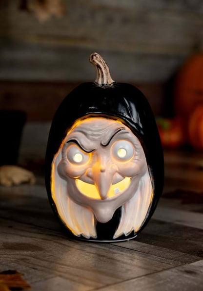 10-Inch Snow White Evil Witch Light Up Pumpkin Decoration - US 9433