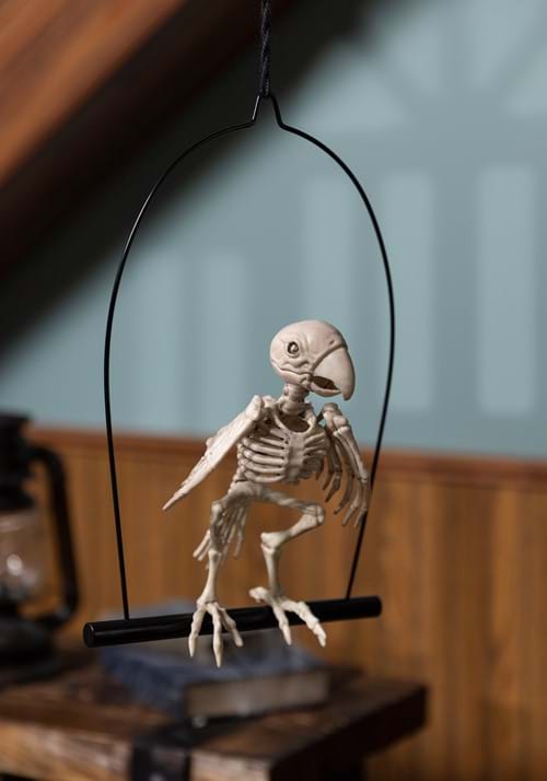 12.5-Inch Perched Parrot Skeleton Decoration - US 4442
