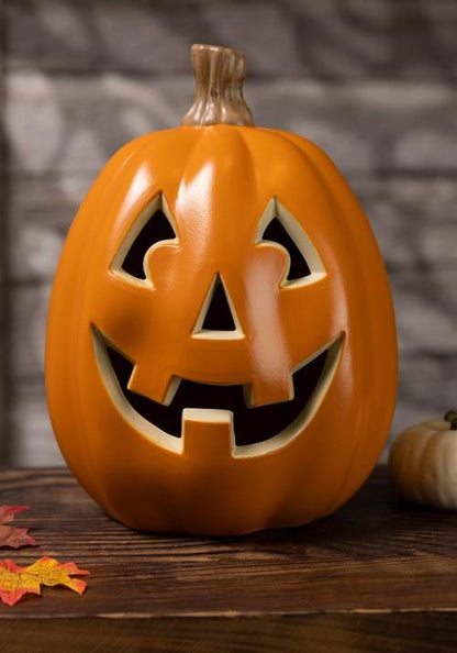 12-Inch Light Up Smiling Pumpkin Decoration - US 6259