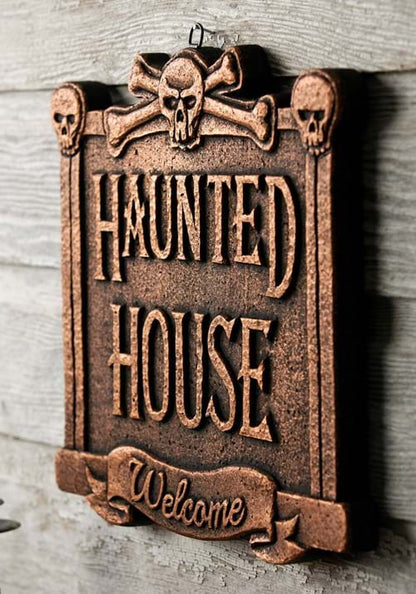 13-Inch Haunted House Welcome Sign Decoration - US 9009