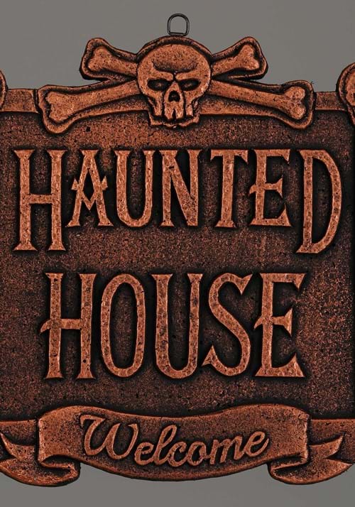 13-Inch Haunted House Welcome Sign Decoration - US 9009