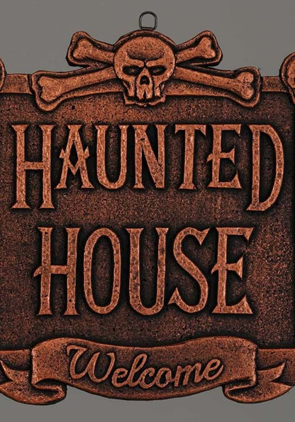 13-Inch Haunted House Welcome Sign Decoration - US 9009